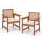 Set of 2 Patio Dining Chairs with Cushions and Slatted Solid Wood Seat
